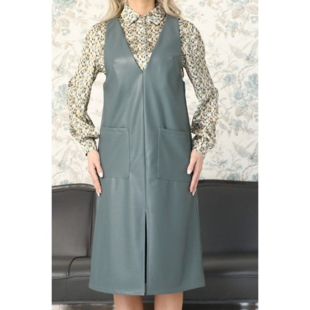 Women's dress, size 54, gray color-12