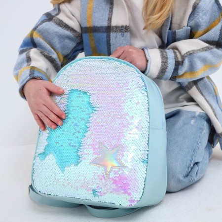 Baby backpack for a girl with segments "Star", lightning department, blue color-7