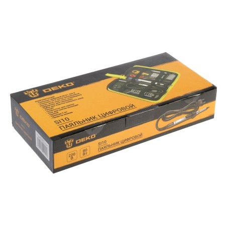 Digital DEKO SI10, 80 W soldering iron, temperature adjustment, case, accessories set 12 pcs-12
