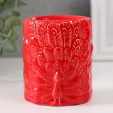 Аромалампа керамика "Павлин" красная 7х7х8,5 см
