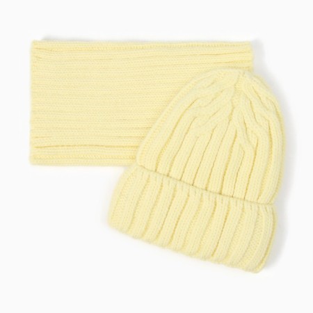 Kit for children (hat, snood), yellow color, size 54-56