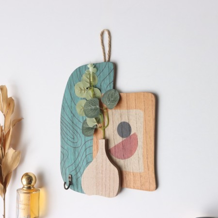 Decorative wood hooks "Abstraction. Vase with flower" 1.5x19.5x23.5 cm-1