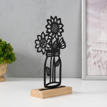 Suvenir Metal "Sunflower in the Bank" Black 5x11.5x22 cm-2