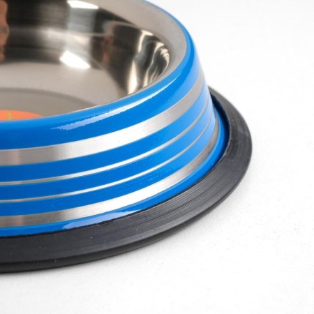 A bowl with a non -slip base color with stripes, 230 ml, blue-2