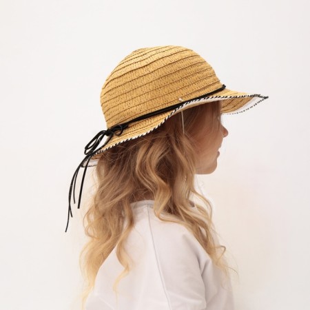 Hat for the girl Minaku "Puppet", size 50, beige color-2