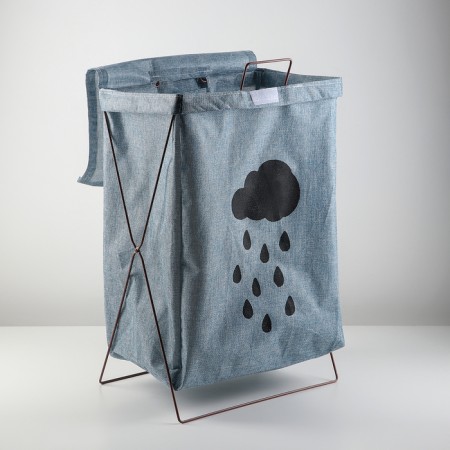 Belly basket folding with a cloud lid, 35 × 28.5 × 57.5 cm, blue color is blue-1