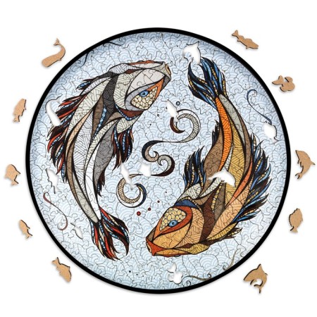 Wooden, figured puzzle Ewa. Koi carps (fish)-11