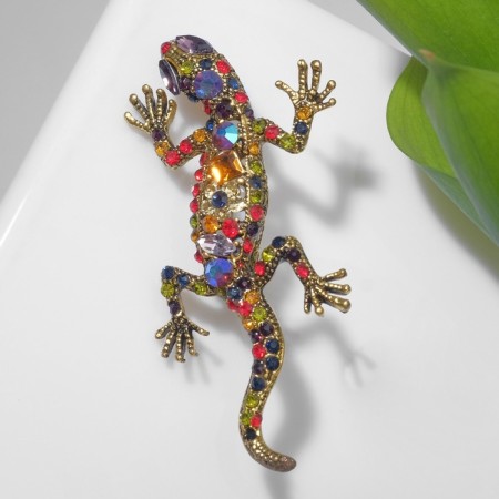 Brooch "Lizard" Royal, colored in black gold-2
