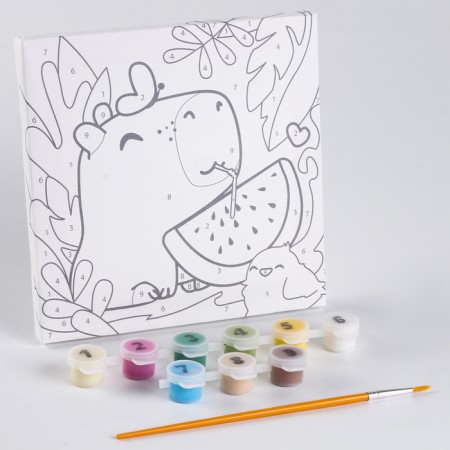 Picture on numbers for children "Capibar with watermelon", 17x17 cm-1