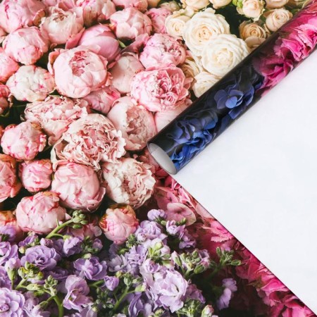 Glossy packaging paper "Bouquet of flowers", 0.5 x 0.7 m