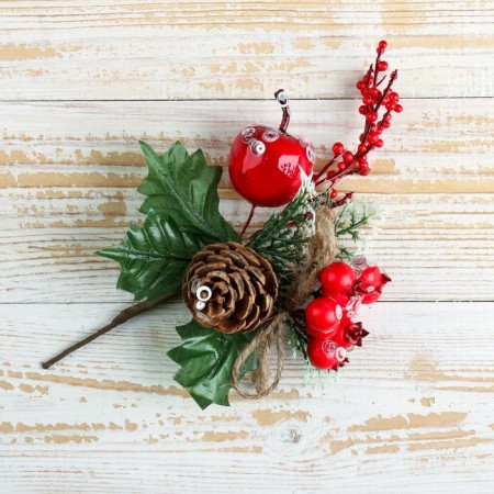 Decor "Winter Magic" bumpy apple berries 17 cm-1