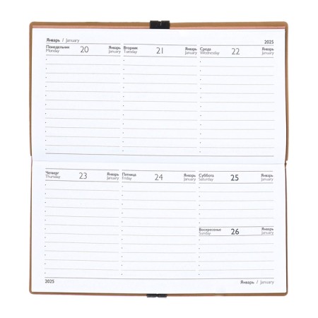 The weekly dated 2025, Escalada, 175 x 95 mm, soft cover with artificial leather, 64 sheets, pancake embossing, block 70, beige-11