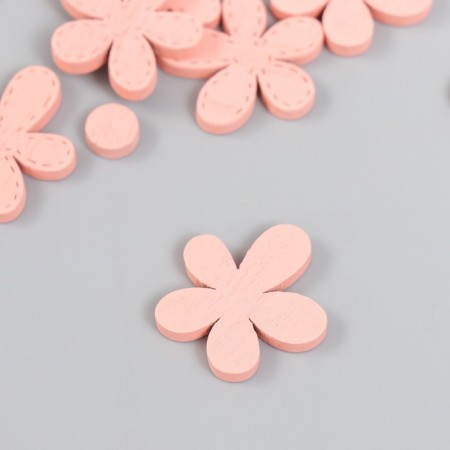 Decor for creativity tree "Chamomile and core" set 10+10 pcs Pink powder 2.3x2 cm-2