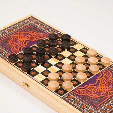 NARDS "Wolf", wooden board 50 x 50 cm, with a field for playing checkers-5