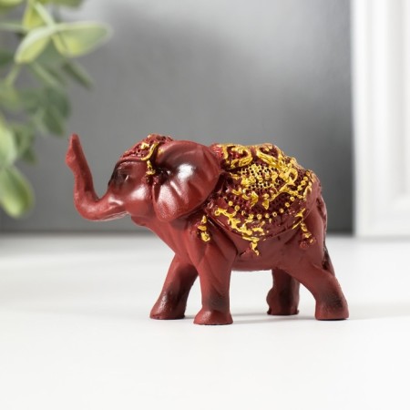 Polystone souvenir "Elephant in a golden blanket with a red stone" set of 4 pcs 7.5x3x5 cm-2