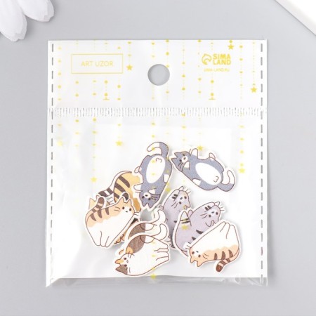 Decor for creativity wood "striped cats" set of 10 pcs 2.2x1.6 cm-5
