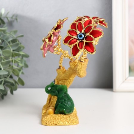 Souvenir from the evil eye "Blooming tree. Elephant with a caliper of gold" gold, red 17 cm-3