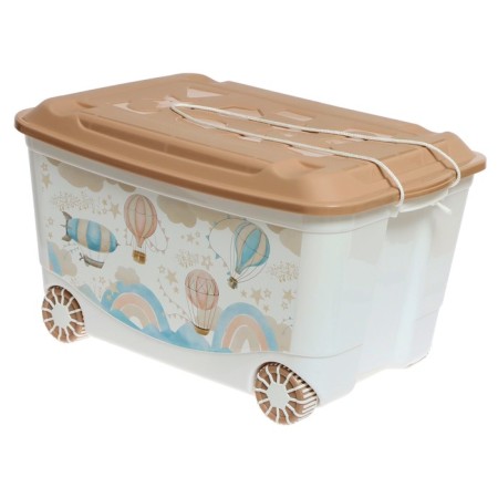 Box for toys "Air balloons", on wheels 58 × 39 × 33.5 cm, 45 l, dark beige