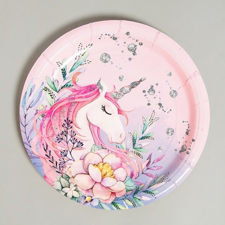 Disposable paper plate "Unicorn", 18 cm-1