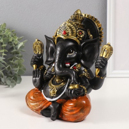 Polystone souvenir "Ganesha Black, in orange trousers" 12x17.5x21 cm-3
