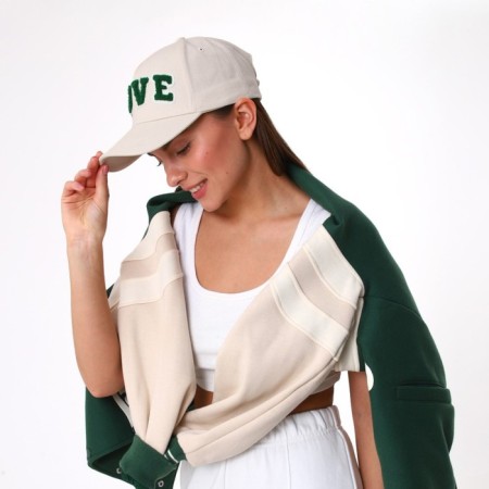 Women's cap Love, beige color, rr 56-6