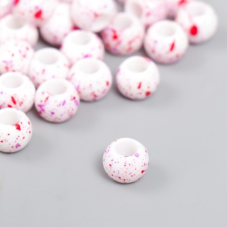 Beads for creativity plastic "Spray of paint. Fuchsia on white" D = 1 cm set 20 g