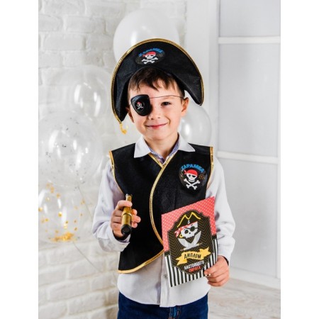 A set of pirate "Karam", 6 items: a hat, a vest, an overshadow, an order, a telescope, a code-4