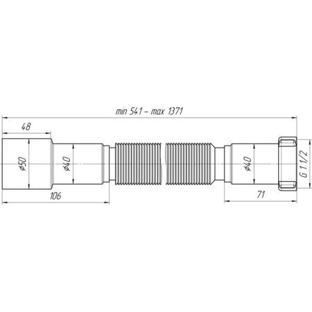 Hofrosif "Ani Plast" K116, 1 1/2 "x 40/50 mm, elongated, without release, l = 541-1371 mm-1
