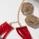 Set 2 items; Earrings, Knock Luxury Large Stone, Red color in gold, 42 cm