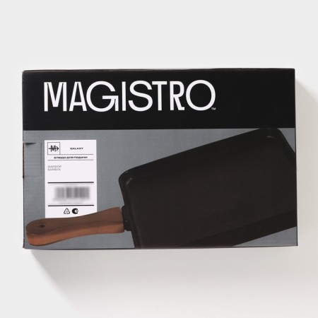 Porcelain dish for serving with a bamboo handle Magistro "Galaxy", 30 × 20.5 × 2.3 cm, black color is black-5