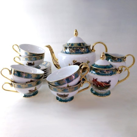 Tea Service Cmielow Astra "Hunting Green", 15 items