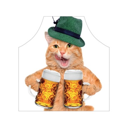 Apron kitchen with a photo print "Beer Cat", adjustable, size OS-2