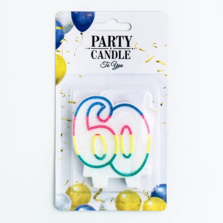 Candle for the Cake "Jubilee Giant", the number "60", a tone rim, 7.5 cm-2