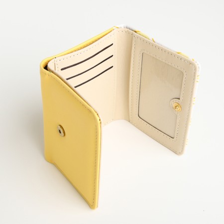Women's wallet on the button, yellow color-3