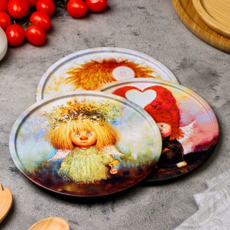 Set of decorative plates "Sun Angel", 3 pcs, 20 x 0.4 x 0.32 cm, metal-6