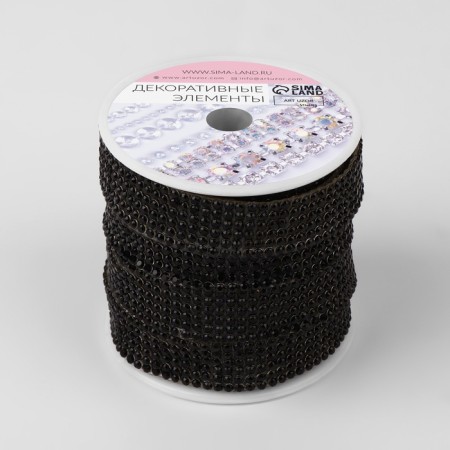 Rhound rhinestones, d = 2.3 mm, width - 15 mm, 4.5 ± 0.5 m, black color-2