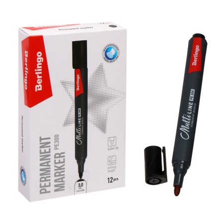 Permanent marker 3.0 mm Berlingo "Multiline PE300" Black, bullet