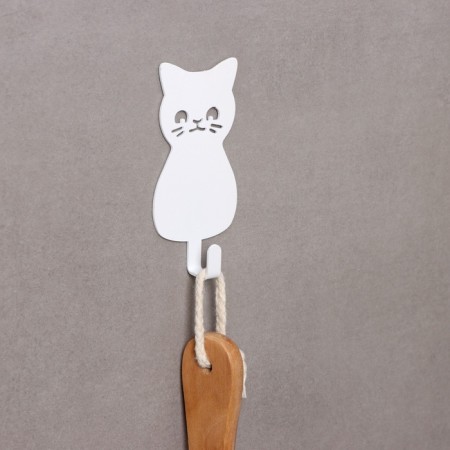 The hook wall -mounted self -adhesive "cat", 50 × 95 × 15 mm, white color-3
