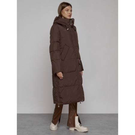 Coat insulated winter female, size 46, dark brown color-2