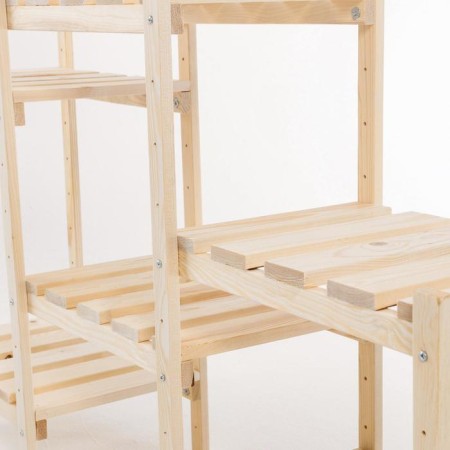 Wooden rack reinforced, 3 sections, screw connection, adjustable shelves 99.6x122x31-3