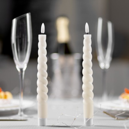 A set of LED twisted candles, white, 2 × 25 × 2 cm, plastic, wax, batteries AAAX2 (not in the kit), glow warm white, 2 pcs.-1