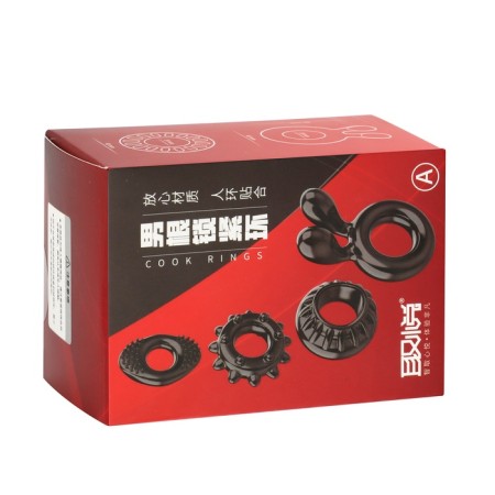 Box A erection rings, set 4 pcs, gel silicone, black