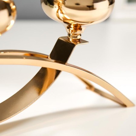 Summary Metal, glass for 3 candles "Soul mirror" Gold 22.5x41.5x8.5 cm-5