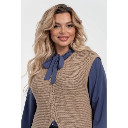 Women's vest, size 52, beige color-4