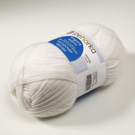 Angora warm yarn 40% wool, 60% acrylic 480m/100g (01 white)-5