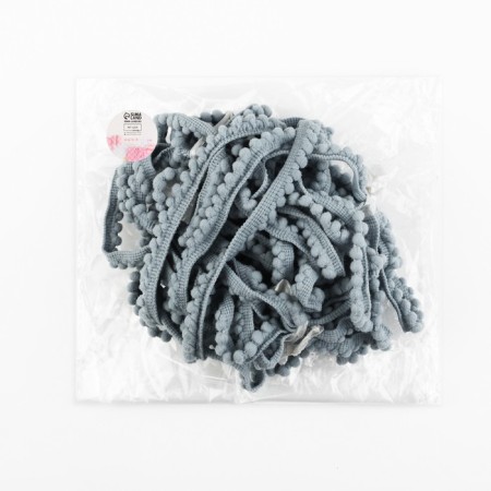Decorative braid with pompons, 12 ± 2 mm, 9.1 ± 0.5 m, gray color.-2
