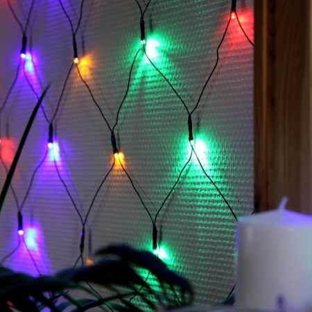 Garland "Network" 1.6 × 1.6 m, IP20, dark thread, 144 LED, glow of multi, 8 modes, 220 V-2