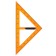 A triangle for a schoolboard, with a holder, rectangular, 45 °