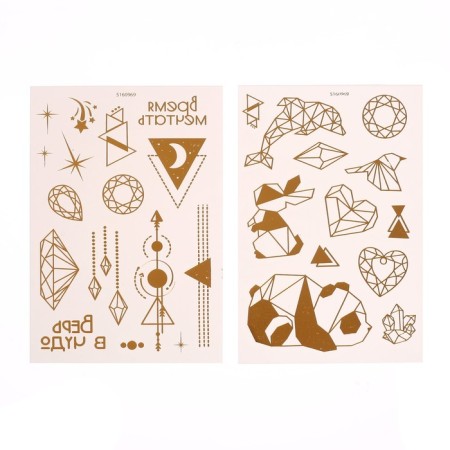 Children's tattoos-transfers, 10 × 15 cm, set 2 sheets, gold, "Zvyatyat, Origami"-1