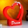 Kashpo wooden-heart "Dream", 24x10x27.5 cm, oak, red